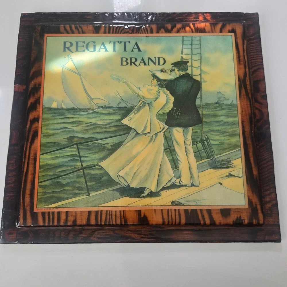 Regatta Brand Vintage Nautical Wood Plaque Wall Art Schmidt Litho Co SF 134